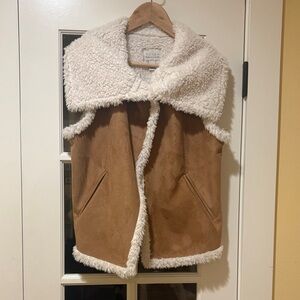 Sherpa Lined Brown Vest Faux Suede